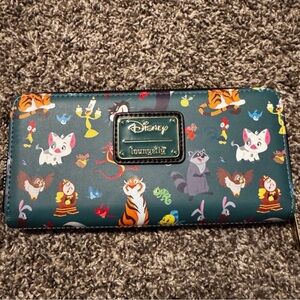 Loungefly Green Disney Character Print Zip Wallet with Gold Plaque